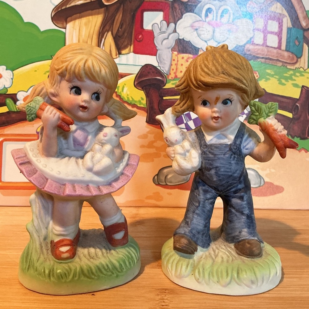 Vintage Pair of Homco Easter Figurines